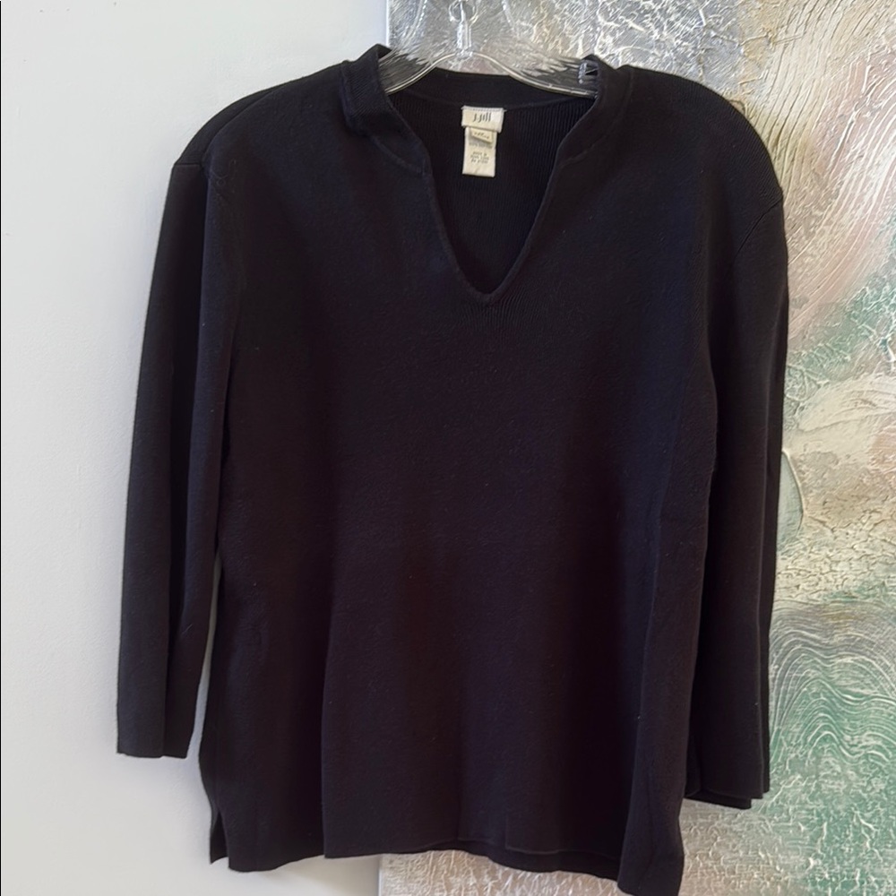 J. Jill Classic Black V-Neck Top. Sweater